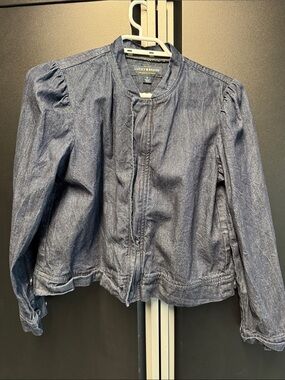 Lucky Brand Indigo Denim Zip Jacket with Puff Shoulders